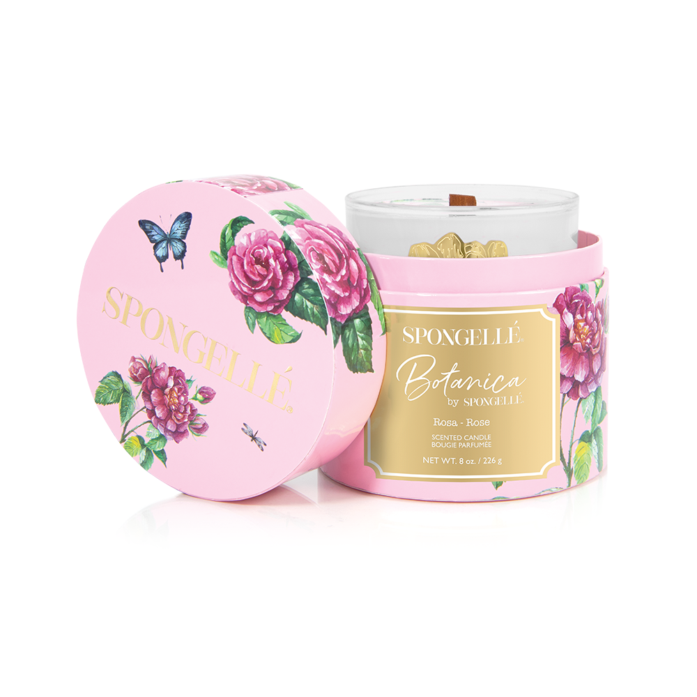 Rose Botanical Scented Candle – Luxury Wood Wick Candle Gift