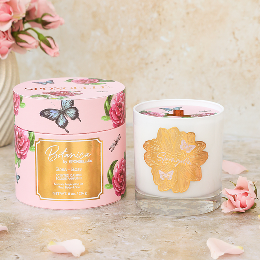 Rose Botanical Scented Candle – Luxury Wood Wick Candle Gift